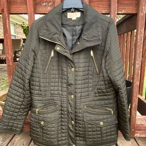 Quilted Black Jacket with Gold Accents